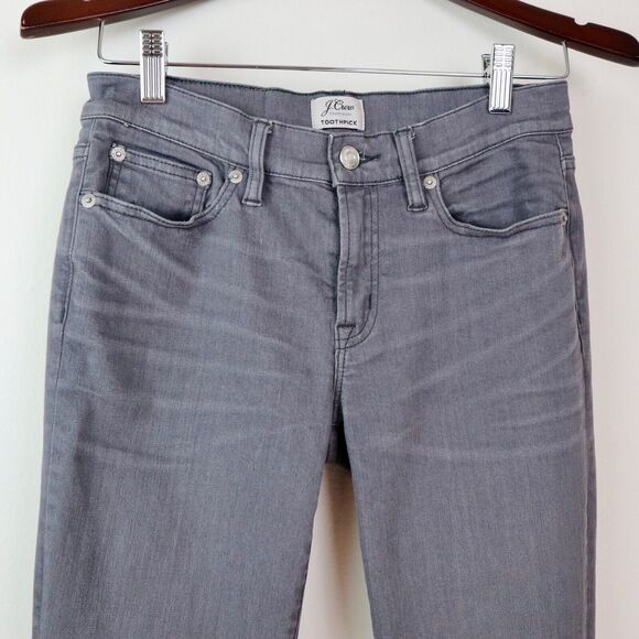 J Crew Size 27 Toothpick Skinny Jeans Stretch Denim B0125 Light Gray - Picture 2 of 10